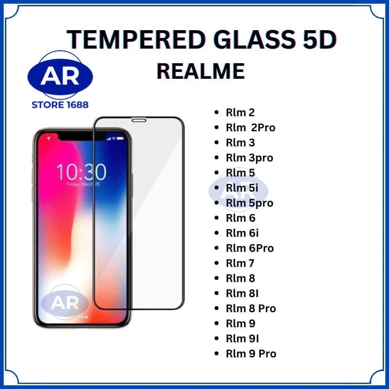 AR-TEMPERED GLASS 5D ANTIGORES KACA KOMPATIBEL REALME ,RLM 2,RLM 2PRO,RLM 3,RLM 3PRO,RLM 5,RLM 5i,RLM 5PRO,RLM 6,RLM 6i,RLM 6PRO,RLM 7,RLM 8,RLM 8i,RLM 8PRO,RLM 9,RLM 9i,RLM 9PRO