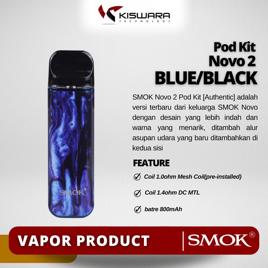 SMOK Novo 2 Pod Kit - BLUE/BLACK [Authentic] KiswaraBandung