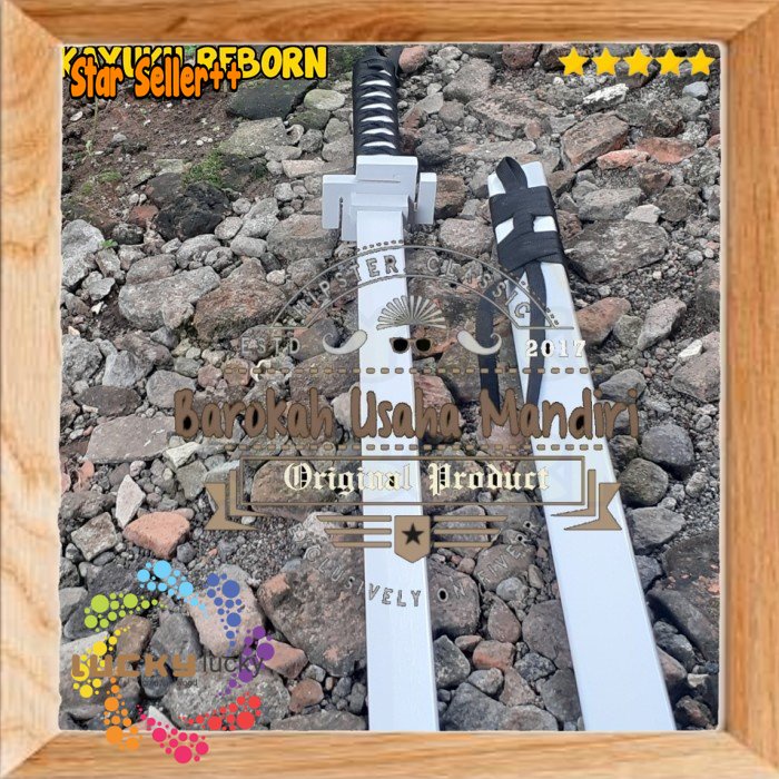 mainan pedang kayu katana bokken 61cm ichigo anime cosplay full white New pro