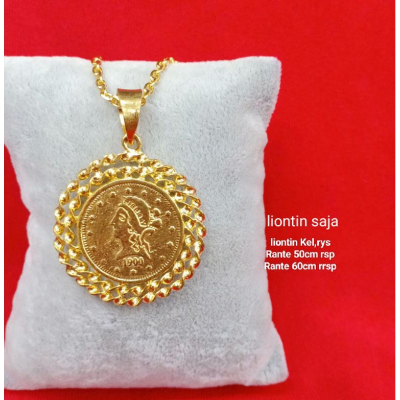 Kalung koin rupiah replika emas Penang 24k, liontin diameter kurang lebih 2cm -4cm (kurang lebih)persis seperti aslinya