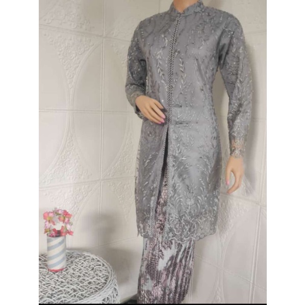 Setelan kebaya Tunik Sage gren//kebaya Tunik modern//kebaya tulle pesta//kebaya ibu besan//kebaya seragaman pesta