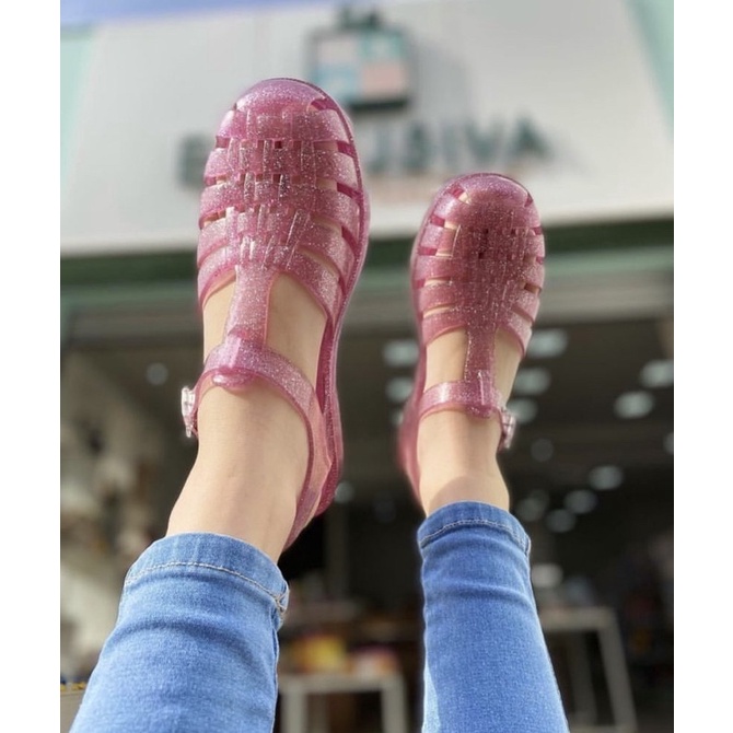 Sepatu sendal Possession jelly miror glitter series