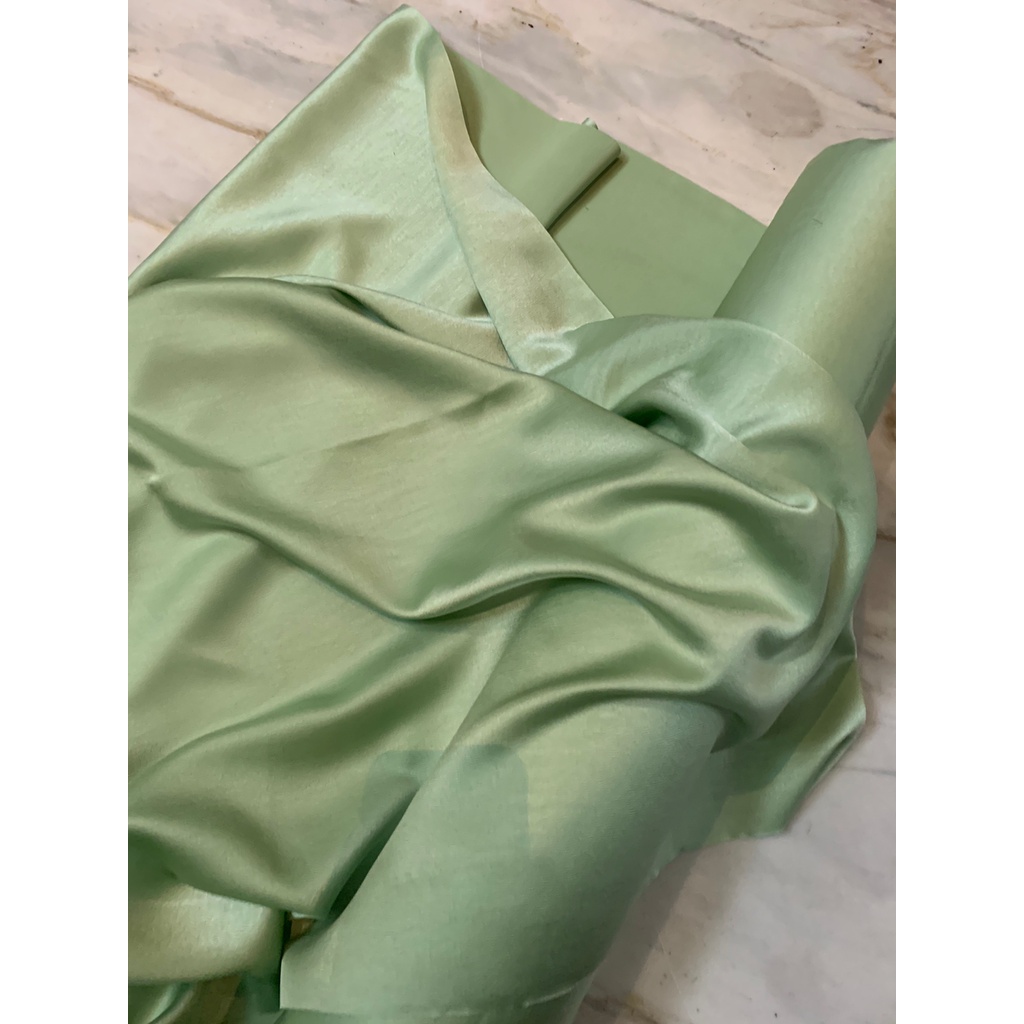 Bahan Satin Maxmara Silk Lux Premium Meteran Mewah Warna Hijau Wardah Toska Tosca