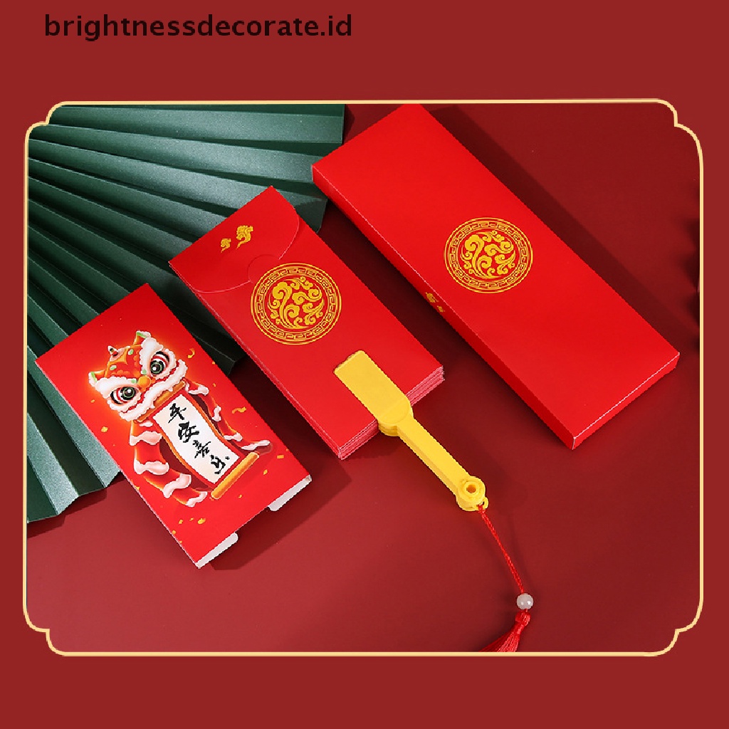 [Birth] Amplop Merah Imlek Baru Bentuk Kipas Hongbao Chinese Spring Festival Red Pockets Best Wish Lucky Money Pockets Gift [ID]