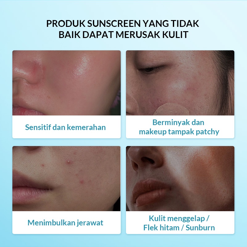 BIOAQUA 7X Ceramide Skin Barrier Repair Moisturize Serum Sunscreen SPF 50 PA++++ Indonesia / Sunblock Wajah 40ml / Basein Resveratrol / Melindungi Sinar UVA UVB Blue Light / Skincare Face Care Bio Aqua Series / Cleanser Toner Serum Lotion Cream Body Wash