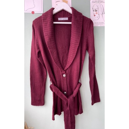 8s*cond korean longsleeved belted cardigan button
