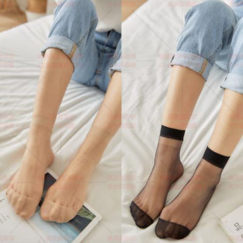 Kaos Kaki Stocking Pendek Wanita Transparan Ankle Socks Kaos Kaki