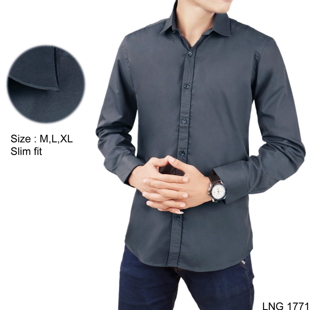 Kemeja Lengan Panjang Slim Fit Pria Terbaru - LNG 1437