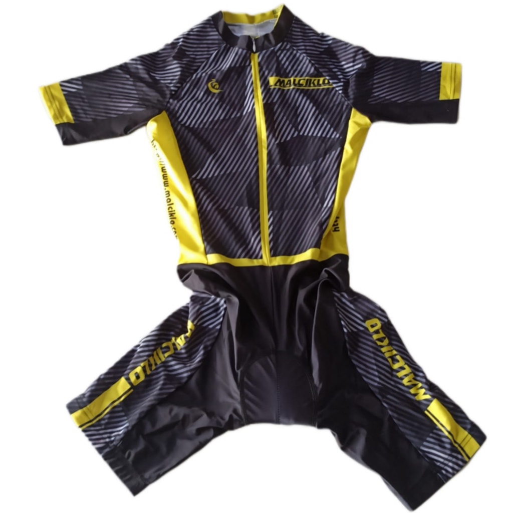 MALCIKLO TRISUIT BLACK YELLOW TRIATHLON RENANG SEPEDA LARI