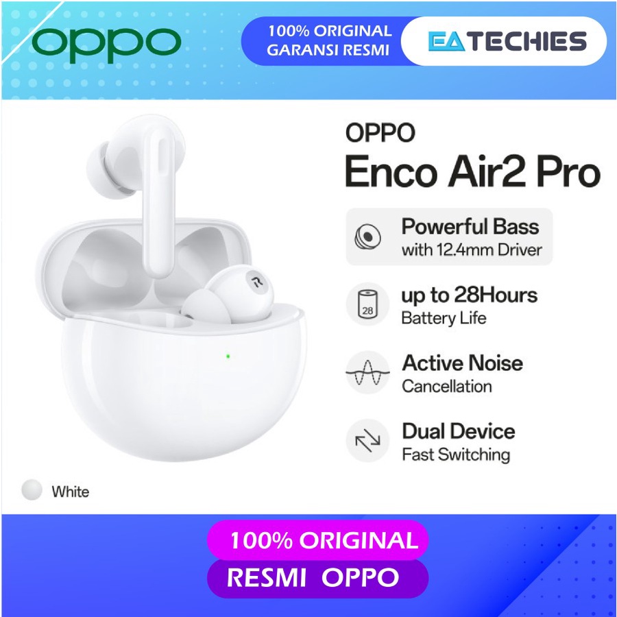 OPPO Enco Air2 Pro TWS [Powerful Bass, Up to 28 Hours Battery] Resmi OPPO