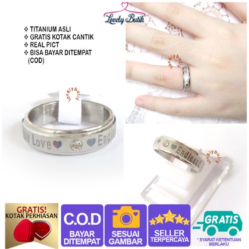 Cincin Titanium anti karat Cincin Couple 3Ndless Lope Model Terbaru Mata satu Import - Lovelybutik