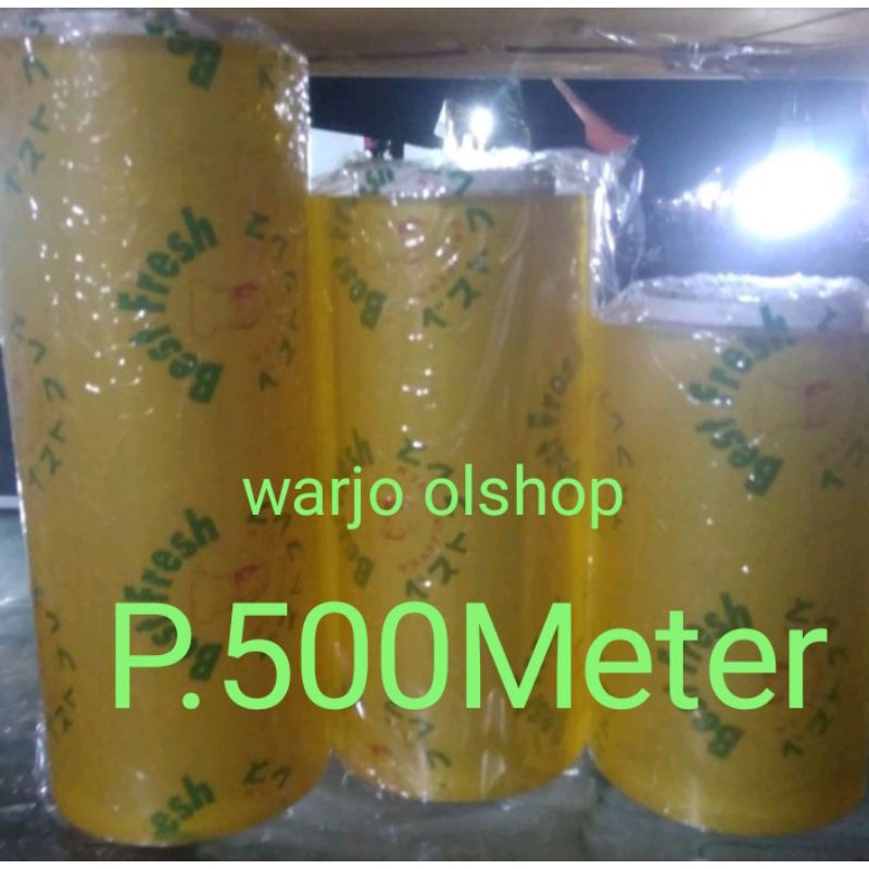 plastik wrapping  P. 500m, untuk makanan buah buahan,,bahan tebal kuat, ga mudah sobek, merk bestfre