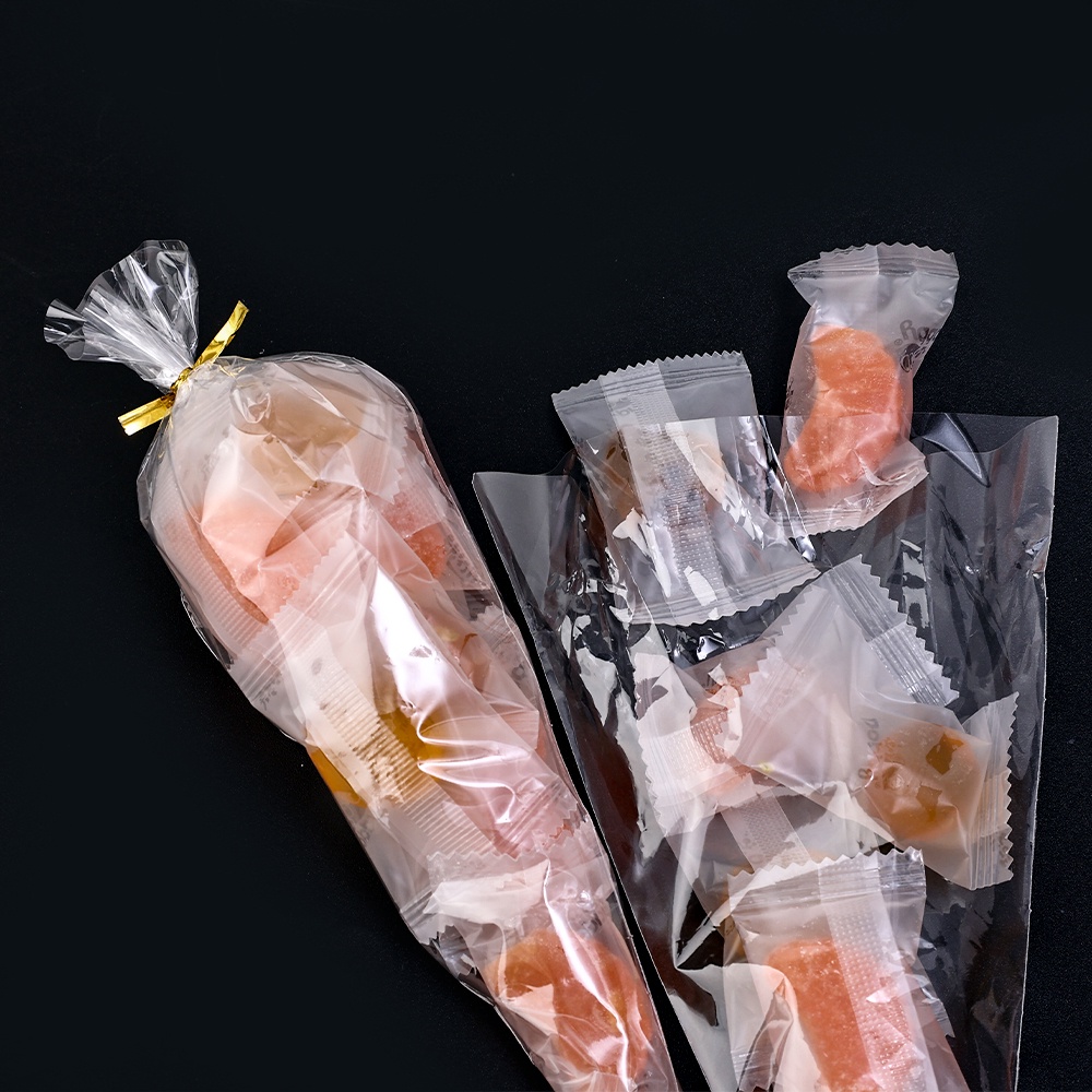 50 Pcs Pack Plastik Segitiga Cookies Bag Cone Bening Cellophane Packing Bag Pernikahan Ulang Tahun Natal Nikmat Packing Transparan Permen Kantong Dengan Dasi