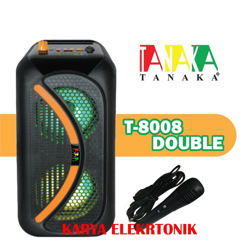 PROMO SPEAKER PORTABLE TANAKA T8008 DOUBEL  FREE MIC KARAOKE  TANAKA T 8008 DOUBEL
