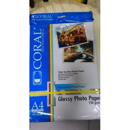 

Coral Glossy photo paper 150 gsm/ Kertas photo coral 150 gsm