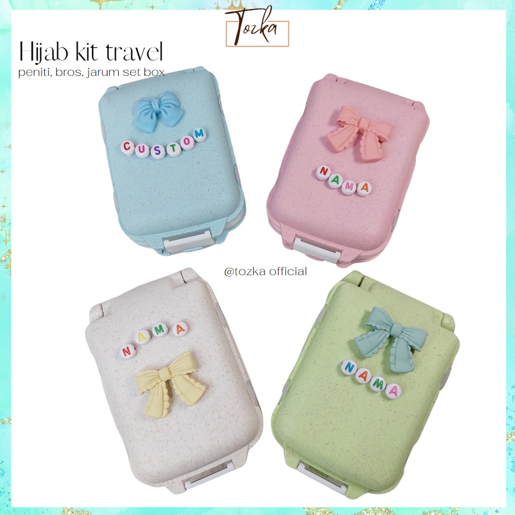 Hijab kit travel I box aksesoris hijab I compact hijab kit I Paket peniti jarum