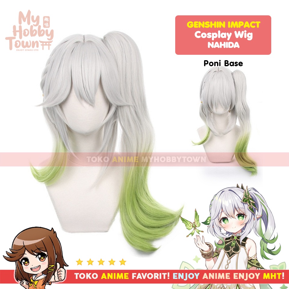 Wig Cosplay Anime Game Genshin Impact : Nahida Rambut Palsu