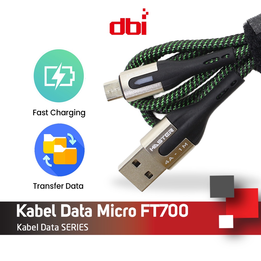 Kabel Data Premium Micro USB Type C 100cm LED FAST CHARGING 4A MASTER FT700