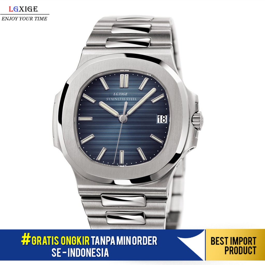 Jam Tangan Pria Gerakan Jepang Langxige Lgxige All-Steel Jam Tangan    Mewah Nautilidae Watch   Impo