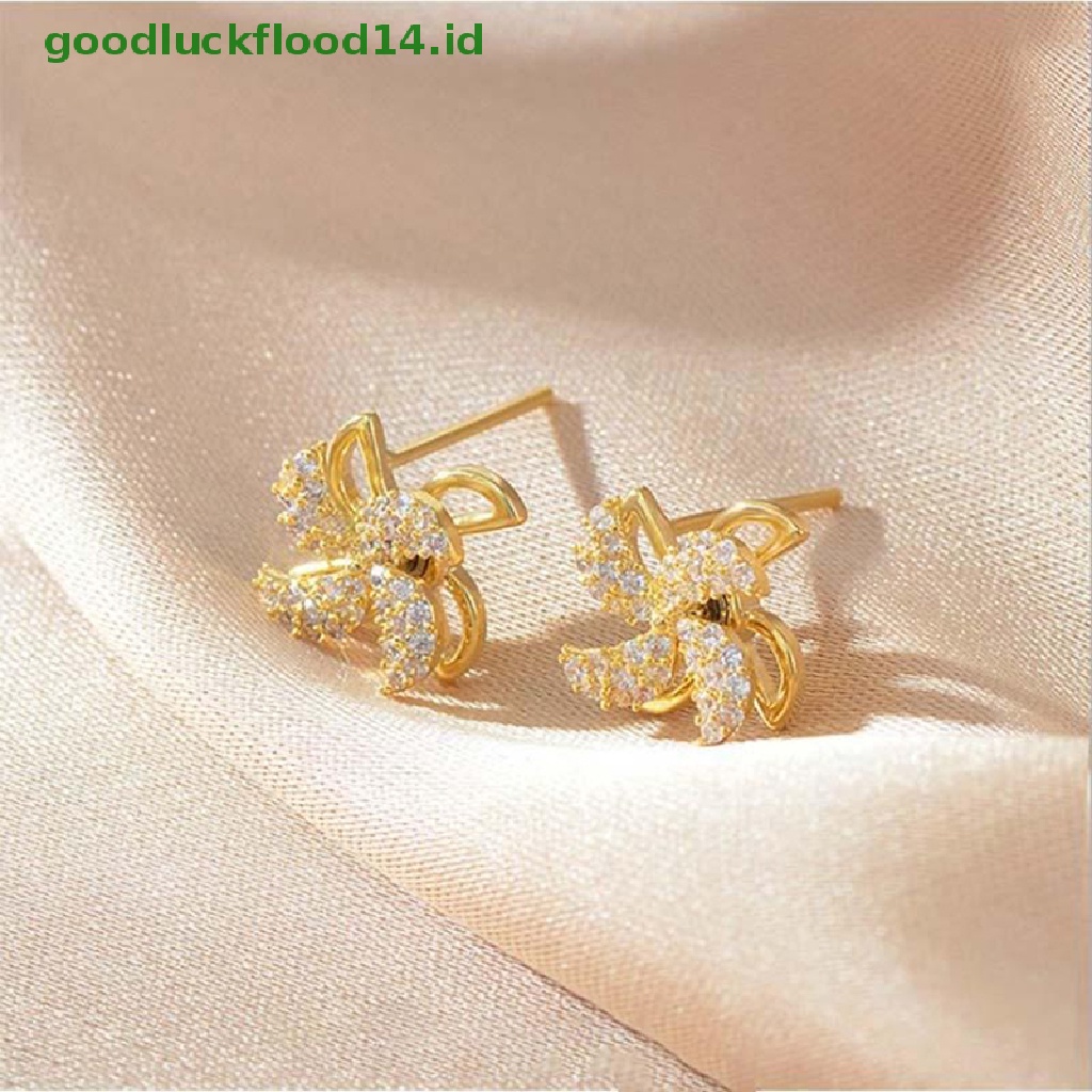 [GOOGFOUR] Rotag Windmill Ear Studs Anting Perak925 Lapis Sterling Perhiasan Wanita [TOP]