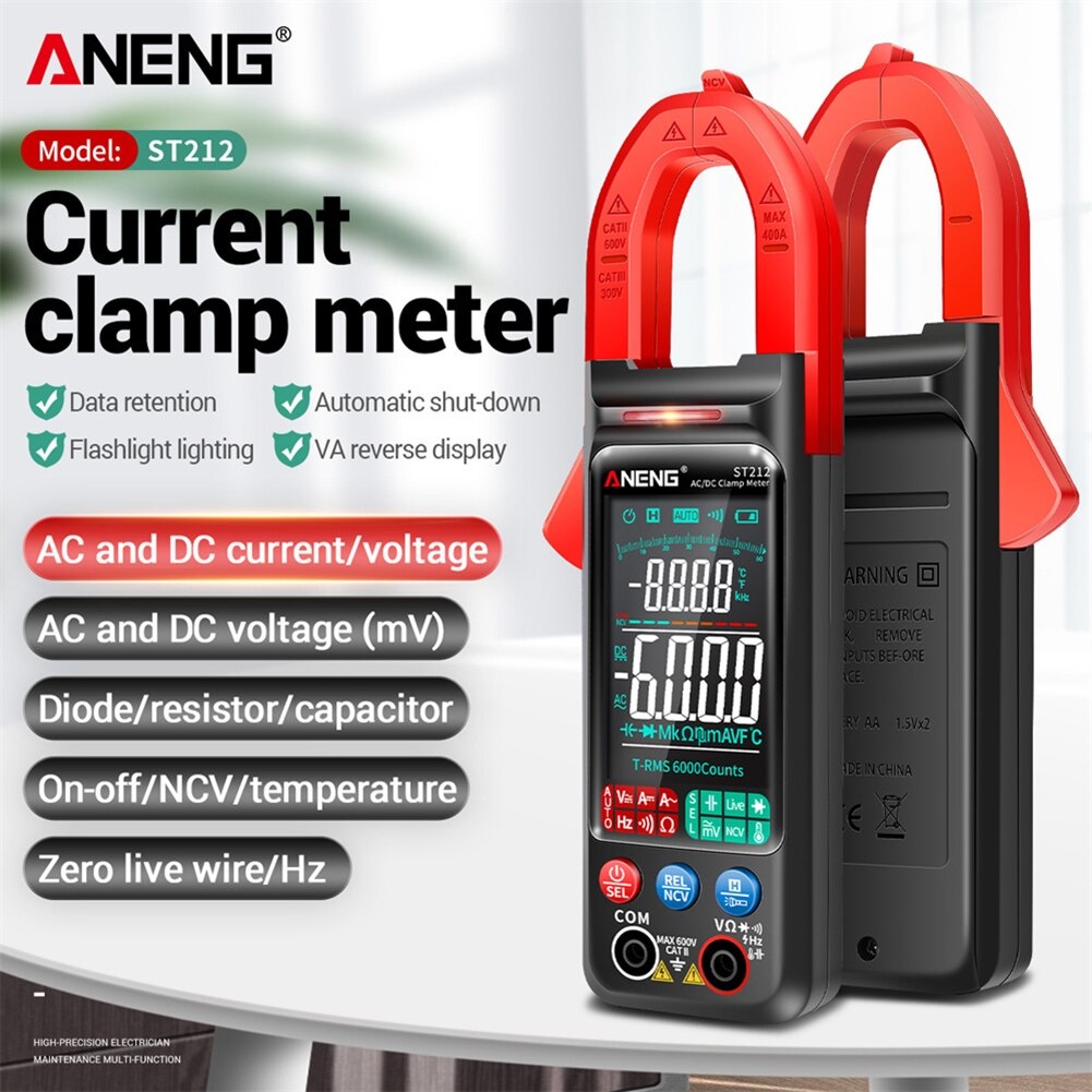 ANENG Tester Listrik Digital Clamp Meter - ST212 - Black/Red