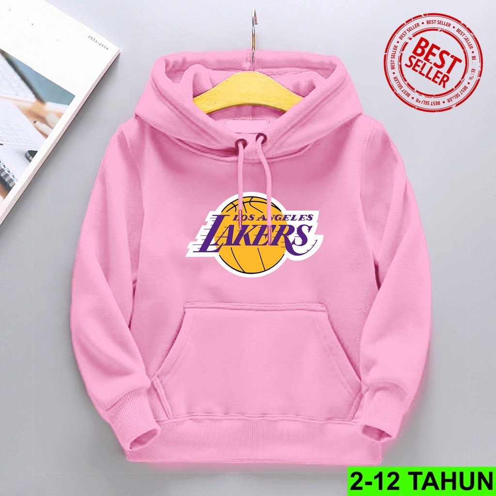 LAKERS Jumper Hoodie Anak  II Jaket Hoodie Anak Viral Bahan Fleece Size M - XL ( Laki Laki &amp; Peremepuan )