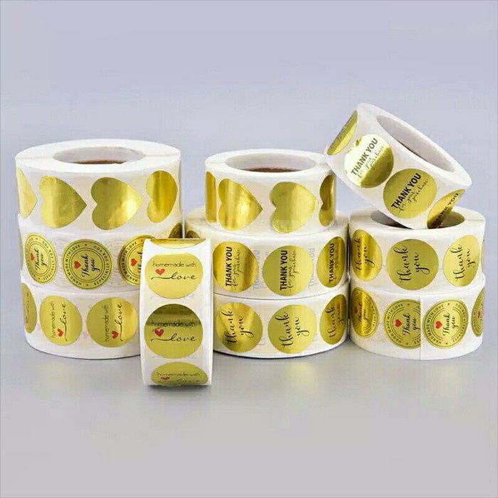 

Buruan beli] Stiker Ucapan Terima Kasih Emas Glossy Sticker Gold 100pcs