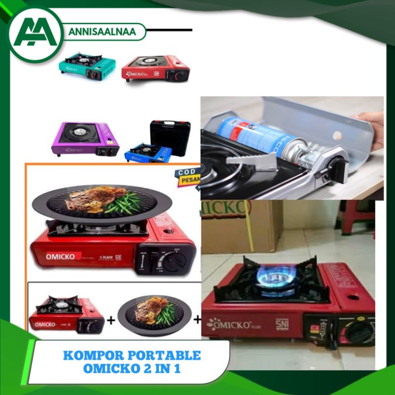 Kompor Gas Portable 2 in 1 / Kompor Portable 2 in 1 Omicko /  Kompor Portable Multifungsi / Kompor s