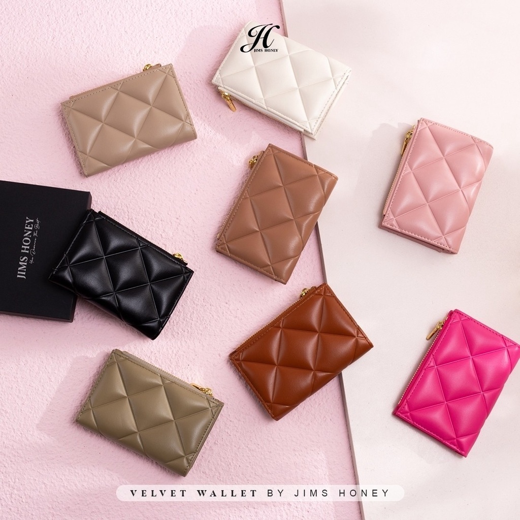 Jims Honey Velvet Wallet Dompet Kecil Kartu Wanita Simple Tipis Kekinian JH