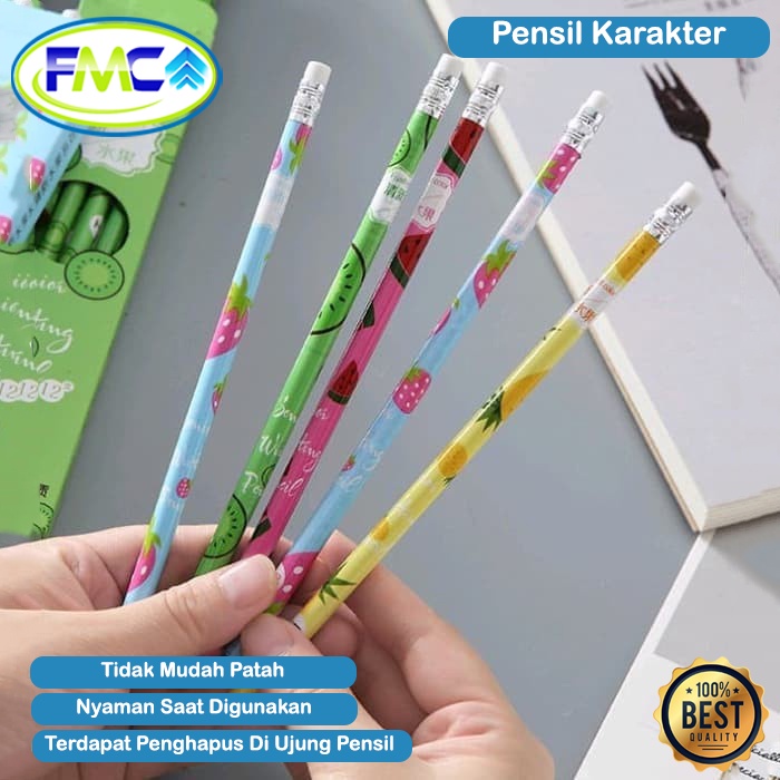 Pensil Tulis Karakter lucu Pensil HB Murah Pencil Fancy Lucu Pensil Penghapus