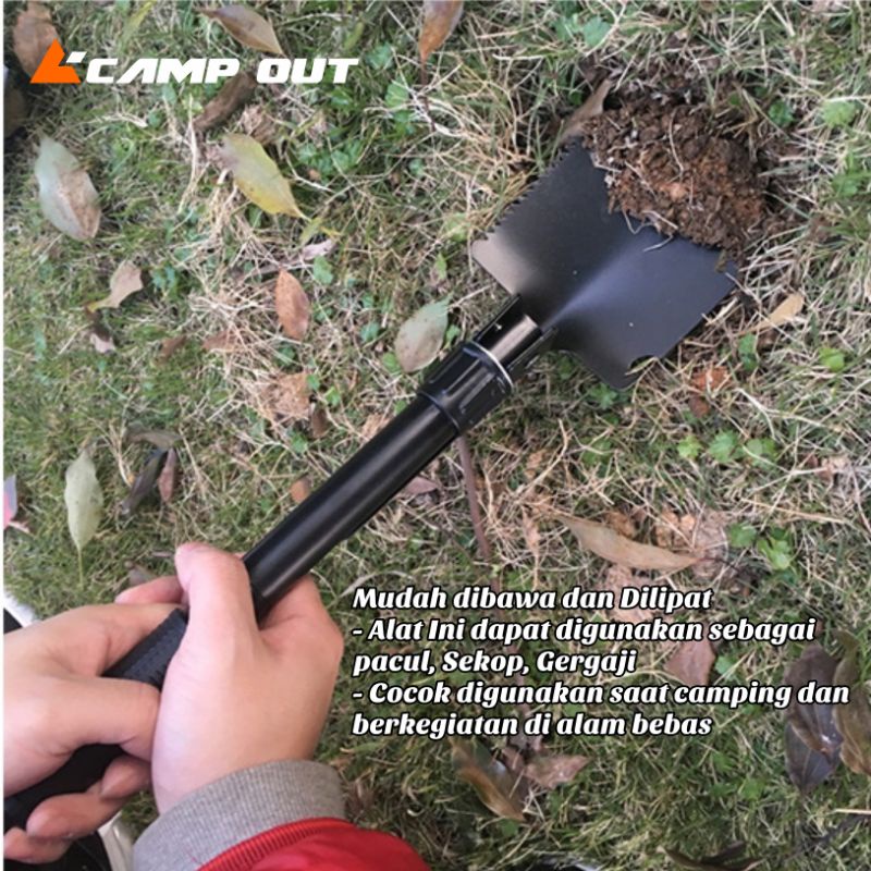 Sekop Lipat Portable Survival Tools - Cangkul Lipat Camping - Gergaji Mini Lipat Outdoor