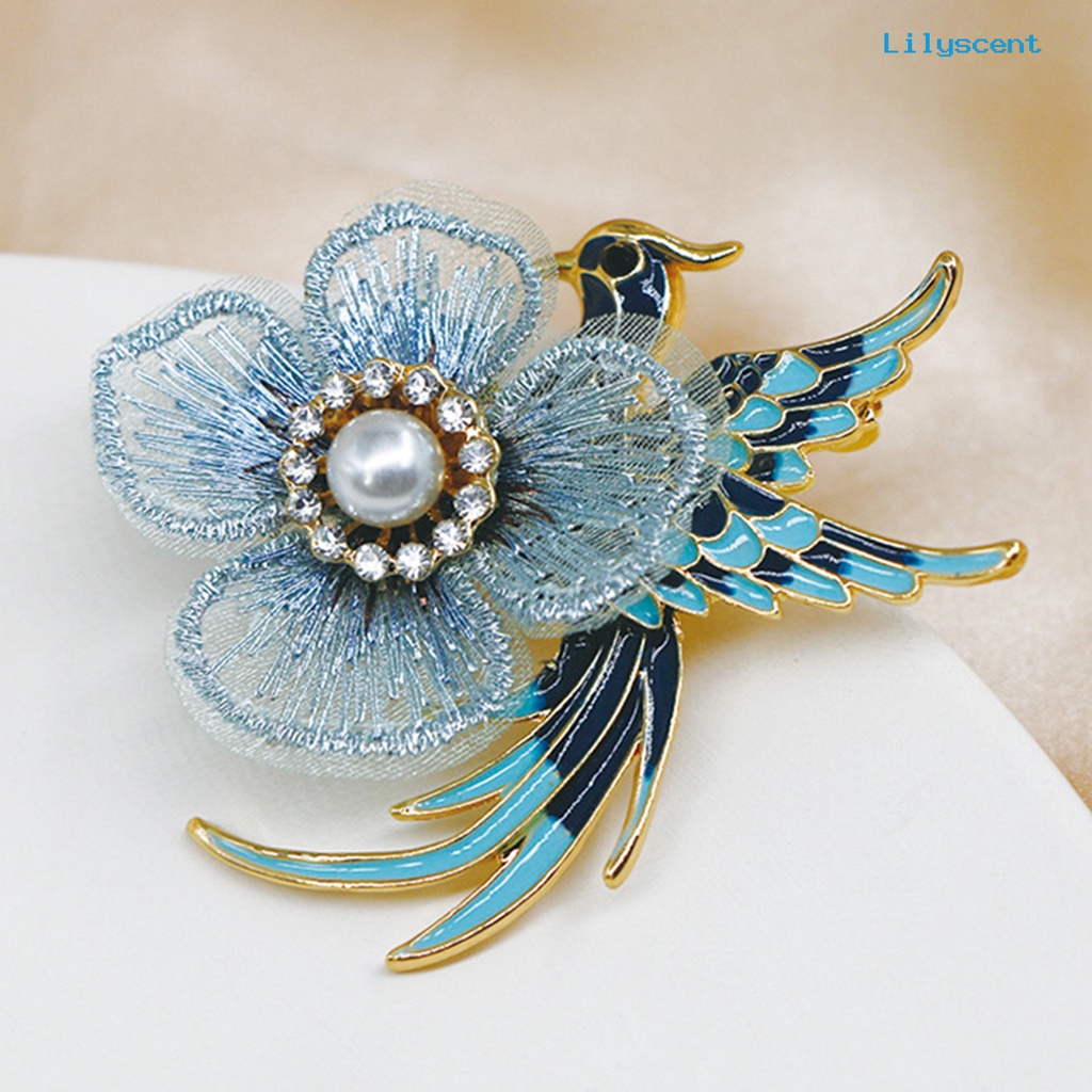 [LS] Kerah Pin Bordir Bunga Enamel Burung Alloy Mutiara Imitasi Berlian Imitasi Bros Pin Aksesoris Kostum