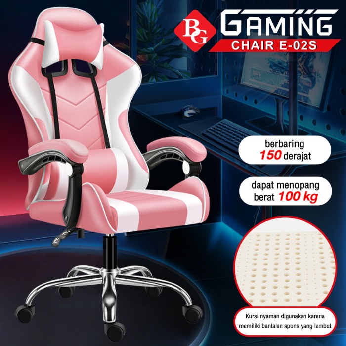 Kursi Bg Sport Kursi Gaming / Gaming Chair Model E-02S ( Pink White)