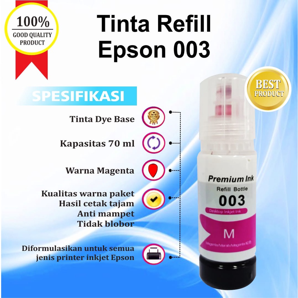 Tinta Epson 003 1Set Premium Untuk Printer L1110 L3210 L3100 L3101