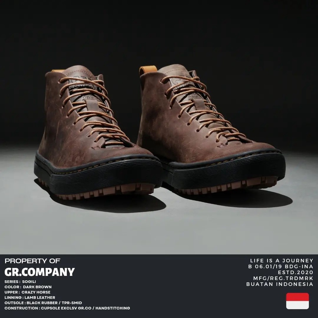 GR.Company - Sogili Dark Brown | Sepatu Sneakers Kulit Pria