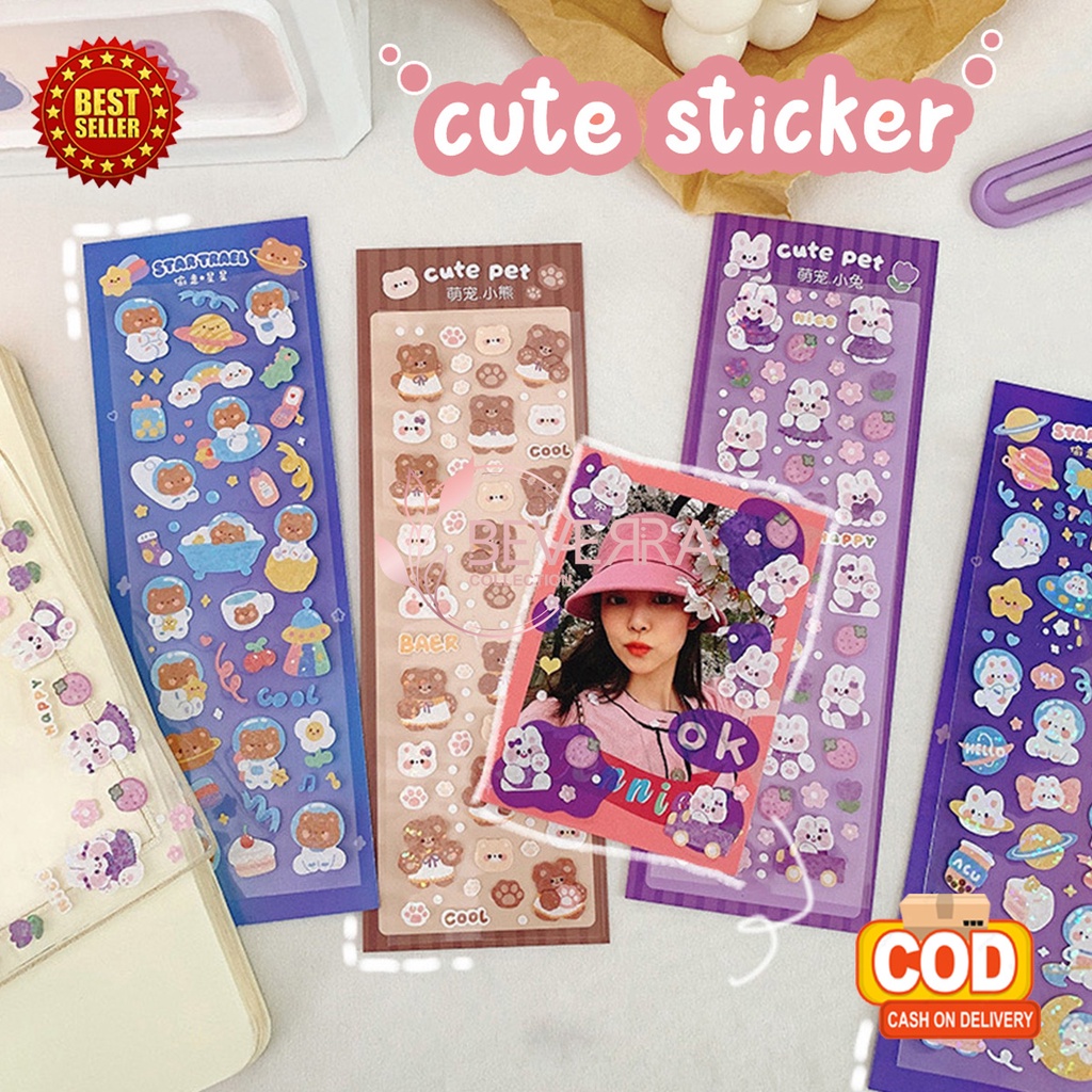 

Sticker Aesthetic Lucu Motif Kartun Anti Air Dekorasi DIY Diary Scrapbook MX-5010