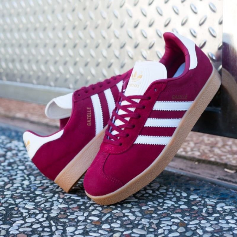 ADIDAS GAZELLE MAROON WHITE SOL GUM ORIGINAL SNEAKERS PRIA