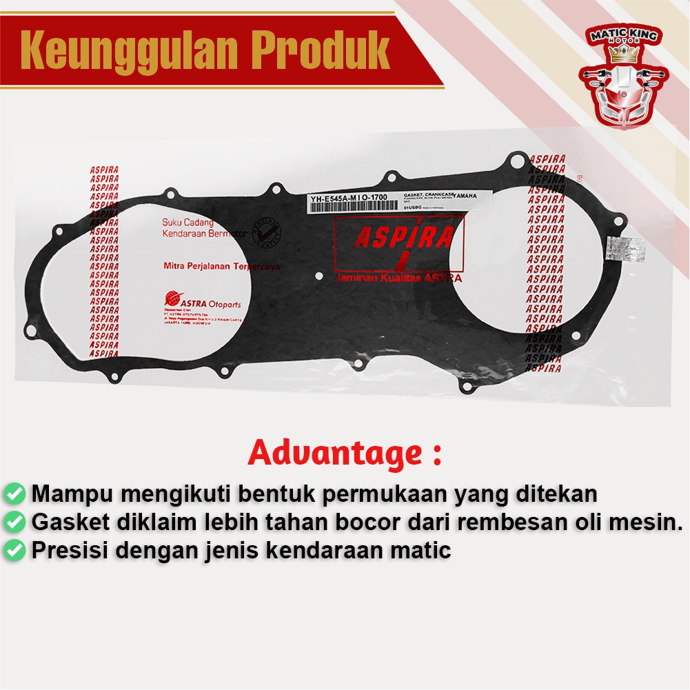 Paking Gasket blok CVT Yamaha Mio Sporty Smile Soul Fino Nouvo Z Karbu ASPIRA  YH-E545A-MIO-1700