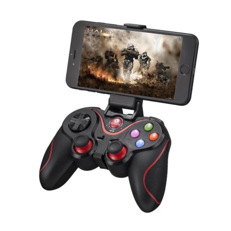 stik android gamepad wireless dan kabel cas +holder