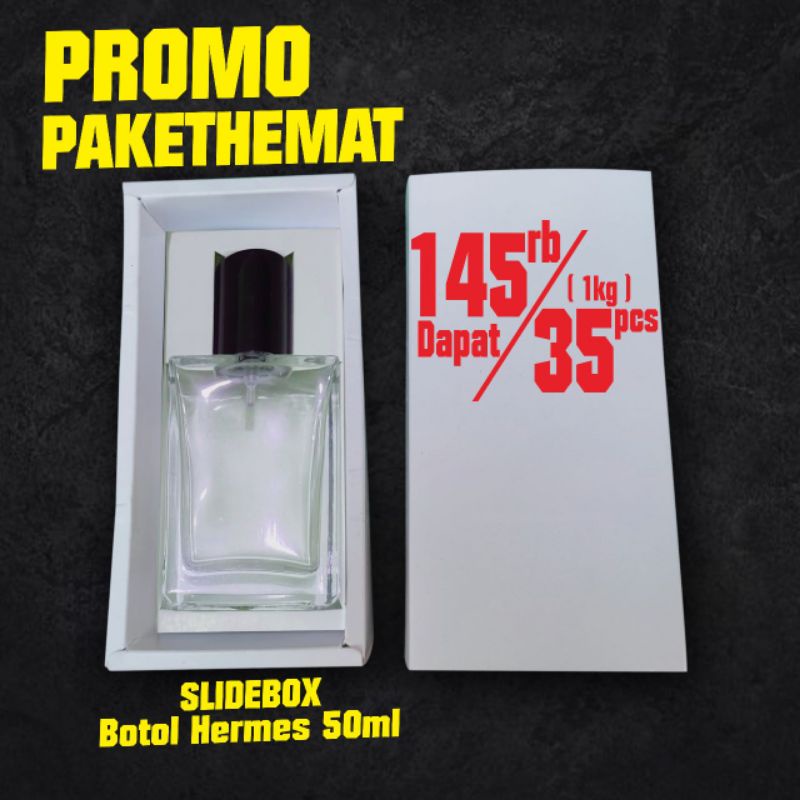 

(PAKET HEMAT isi 35pcs) 1 KILO / SLIDING BOX untuk botol herrmes 50ml POLOSAN