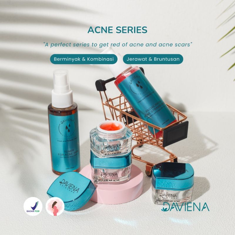 Daviena Skincare Paket Acne |Perwatan Wajah Berkerawat Dan Bekas Jerawat|Kosmetik Davina