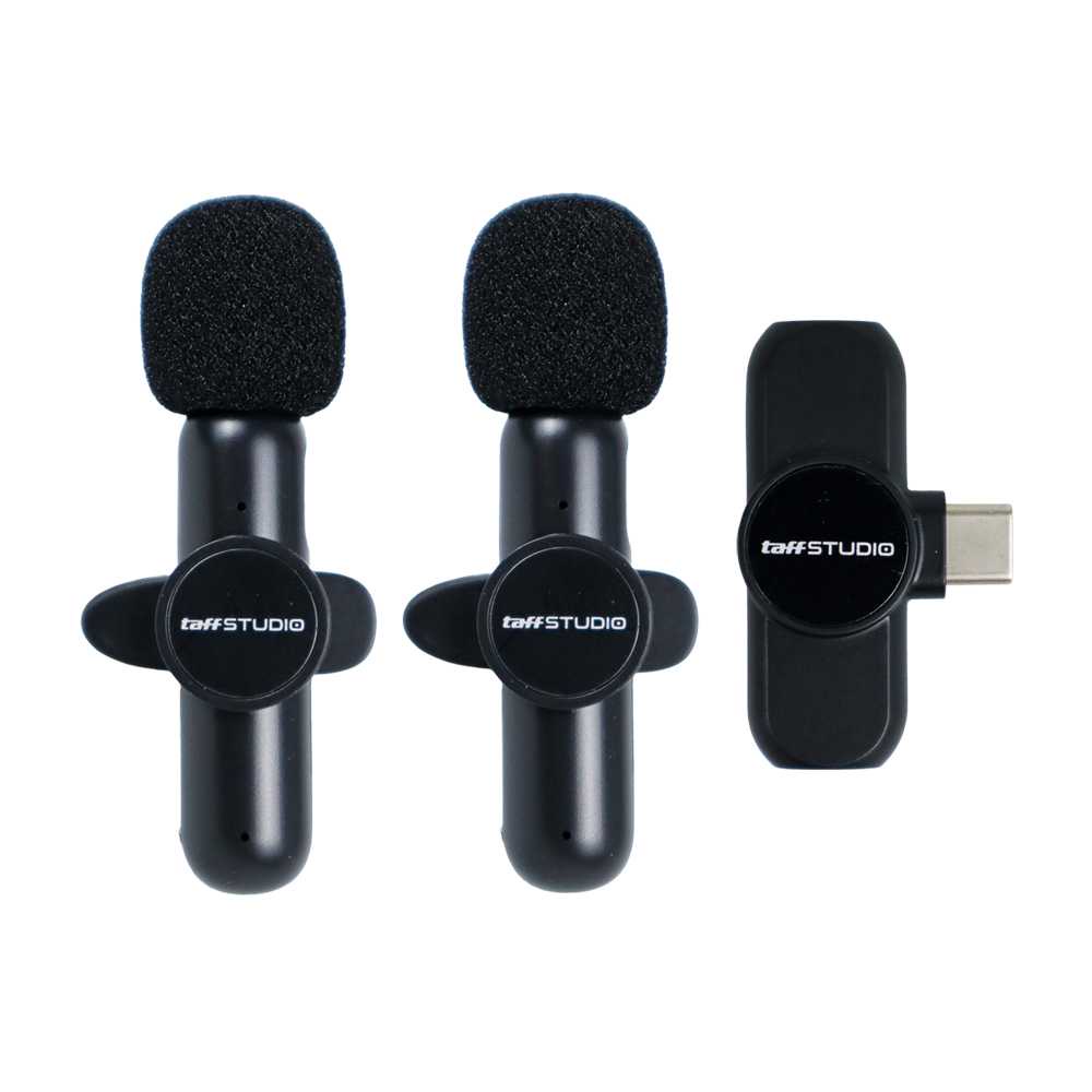 TaffSTUDIO Wireless Lavalier Microphone 2 Mic 2.4GHz USB Type C - G10