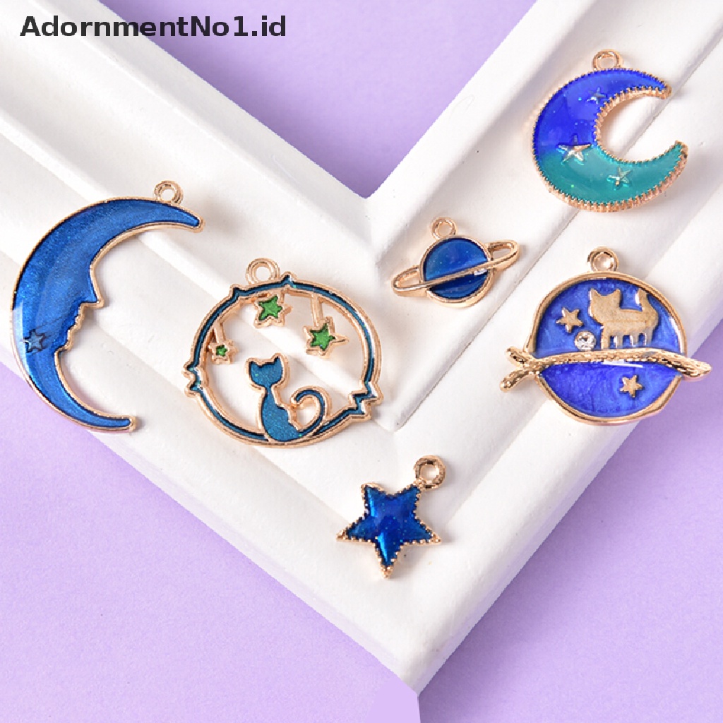 [AdornmentNo1] 24pcs/set Enamel Kucing Bulan Bintang Bumi Planet Ch Liontin Membuat Perhiasan DIY [ID]