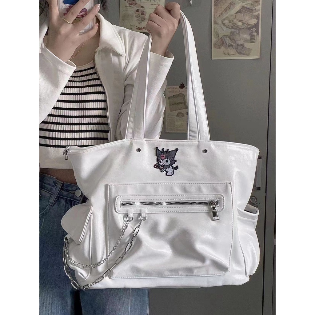 ◄✺●Sera niche high-end shoulder bag kapasitas besar commuter tote bag female new college class handbag