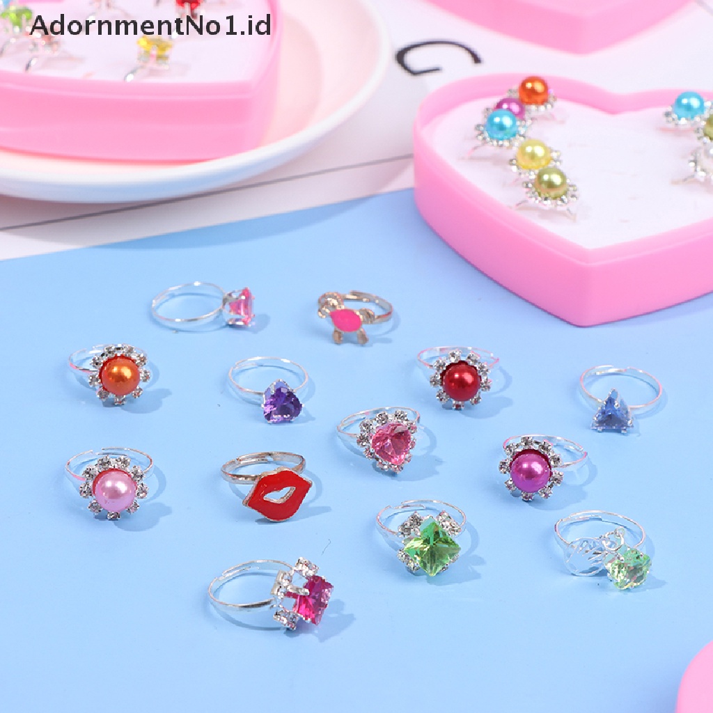 [AdornmentNo1] 10pcs Cincin Perhiasan Anak Kids Little Girl Adjustable in Box, Bentuk Random [ID]