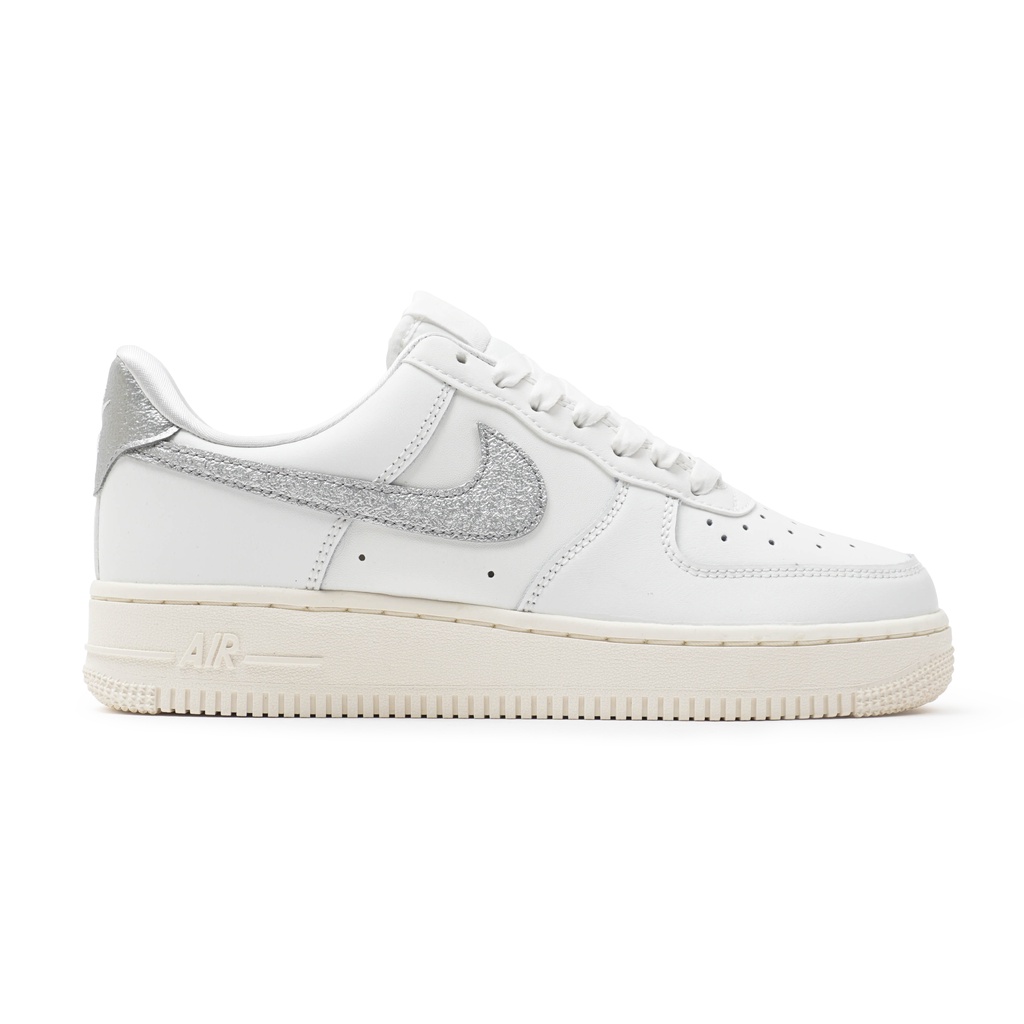 Nike Air Force 1 Essential Womens Summit White/Metallic Silver Sneakers Wanita Putih