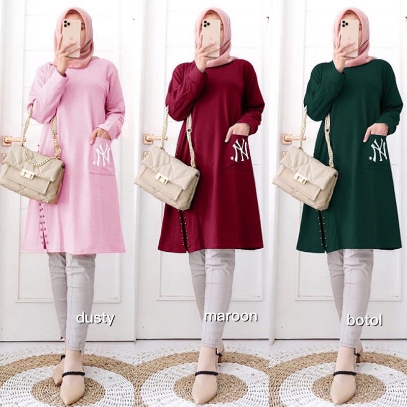 Naya Tunik - Tunik Babyterry Premium LD100+ Bordir Kantong / R.20 - 283-6162