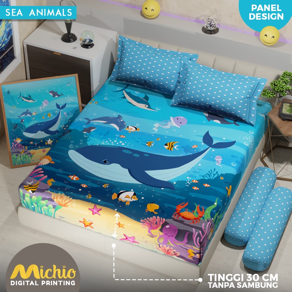 Michio Digital Printing Sprei Uk 160/180 T 30 - Sea Animals