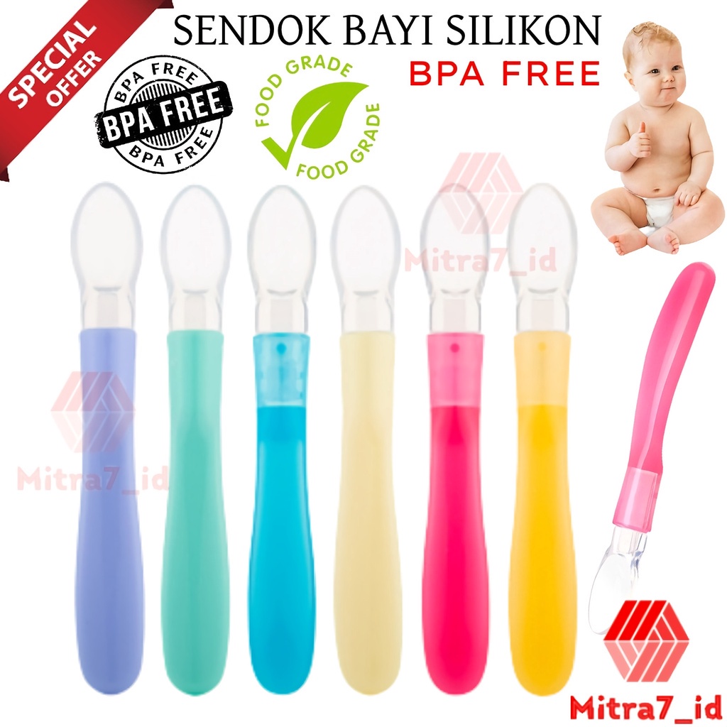 [M7] SENDOK MAKAN BAYI SILIKON BAHAN FOOD GRADE SAFETY / PERALATAN MAKAN BAYI / SENDOK BAYI / SPOON BABY SILICONE