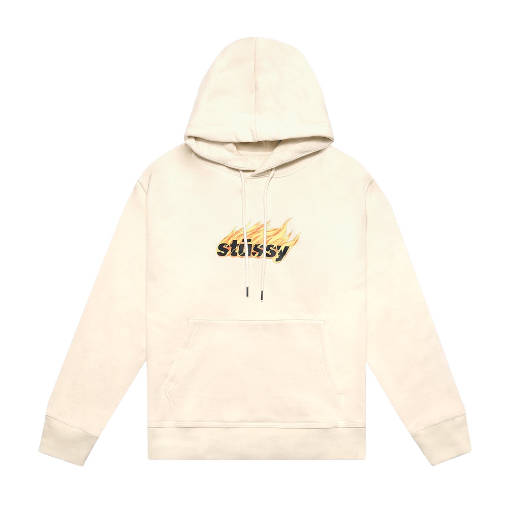 Stussy Flames Hoodie Ivory White